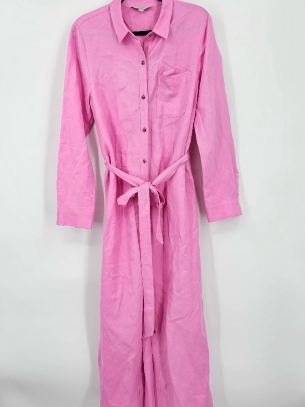 LOFT Pink Maxi Shirt Dress with Tie Waist